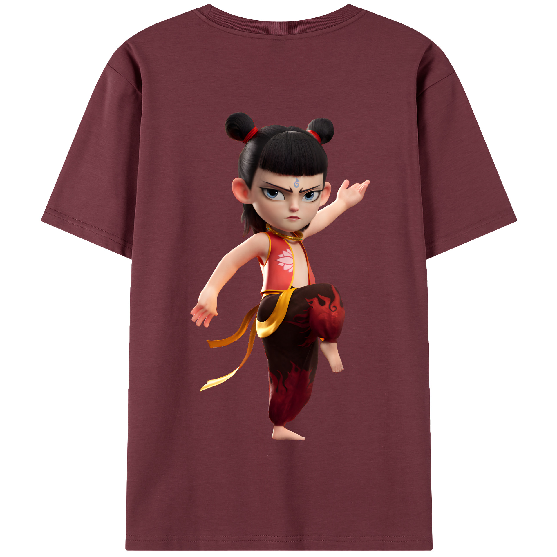 （画像用） Ne Zha 2 ナタ 魔童の大暴れ 綿100％半袖Tシャツ（背面プリント）